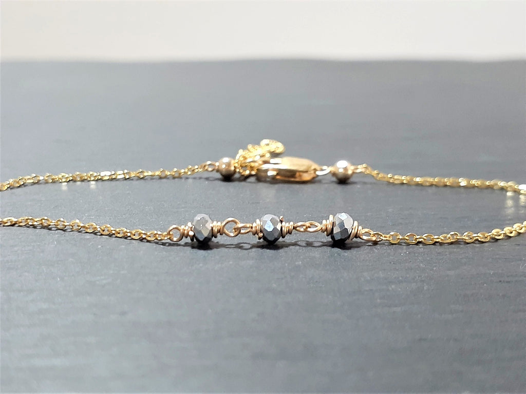 Dainty Two Toned Anklet - Silver Pyrite Anklet