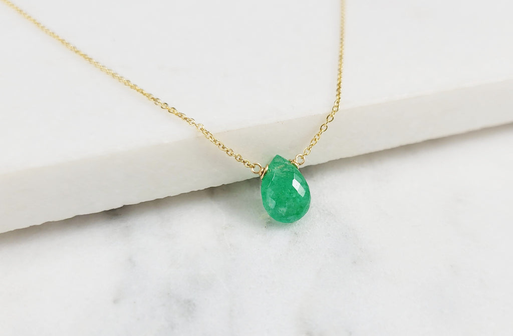 Emerald Pear Briolette Necklace
