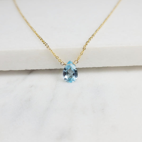Blue Topaz Briolette Necklace