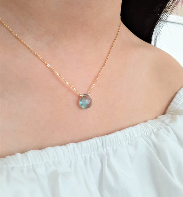 Fluorite Heart Shape Briolette Pendant Necklace