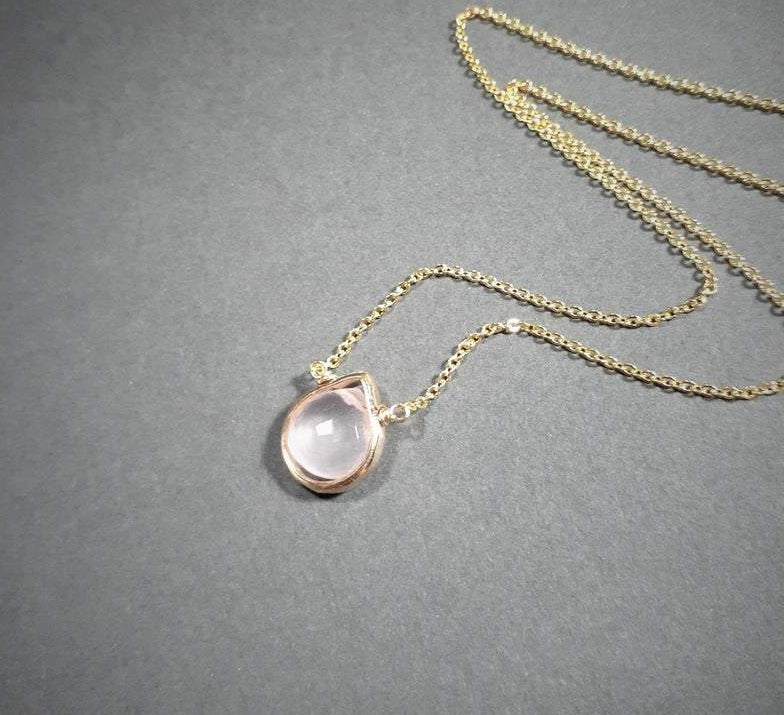 Rose Quartz Heart Shaped Pendant Necklace
