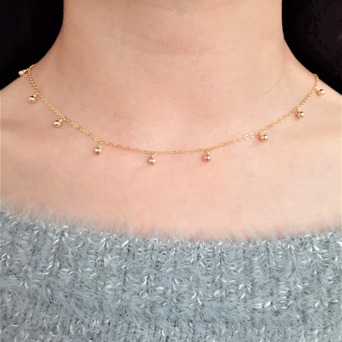 14 k Gold Choker necklace- Handmade Simple Gold Jewelry