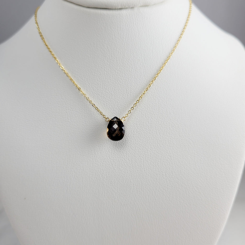 Delicate Smoky Quartz Pendant Necklace for Women in Sterling Silver/Gold-Filled