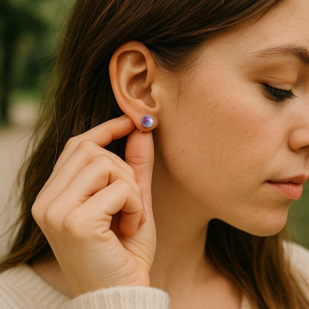 Dainty Purple Opal Studs – Gold Filled & Sterling Silver Birthstone Earrings