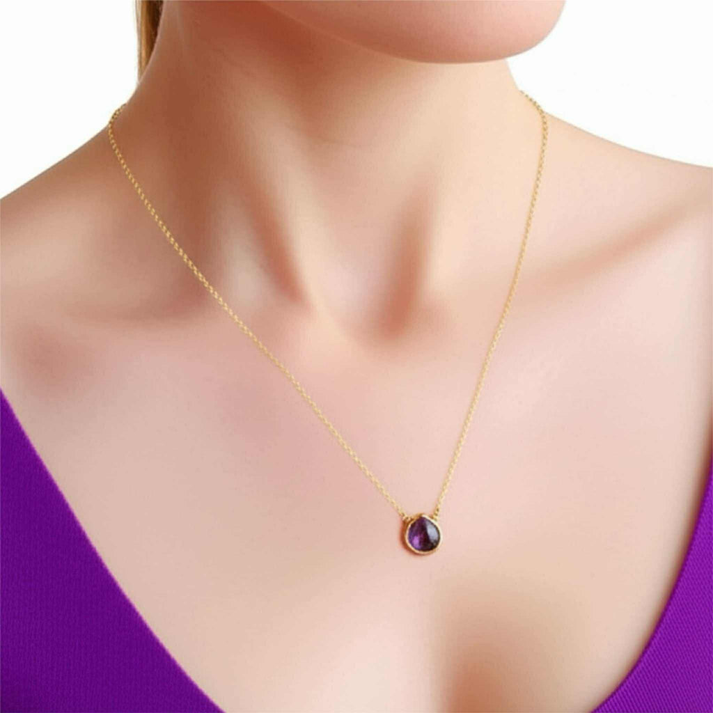 Amethyst Heart Briolette Pendant Necklace
