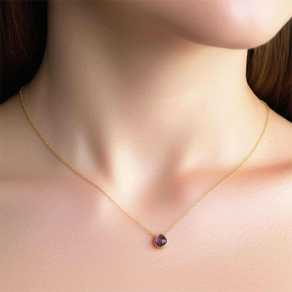 Amethyst Heart Briolette Pendant Necklace