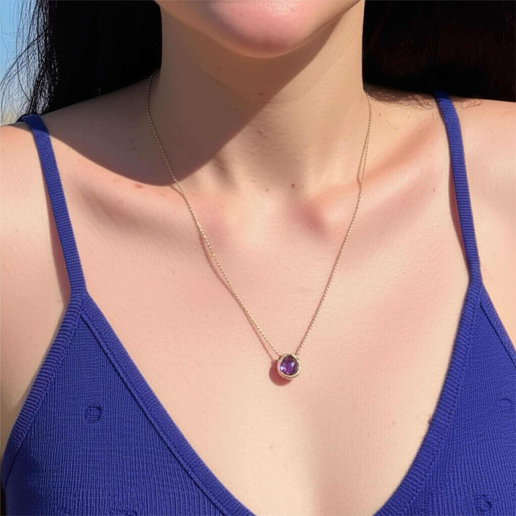 Amethyst Heart Briolette Pendant Necklace