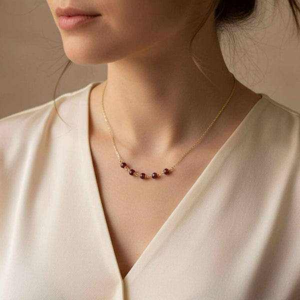 Beaded Garnet Necklace
