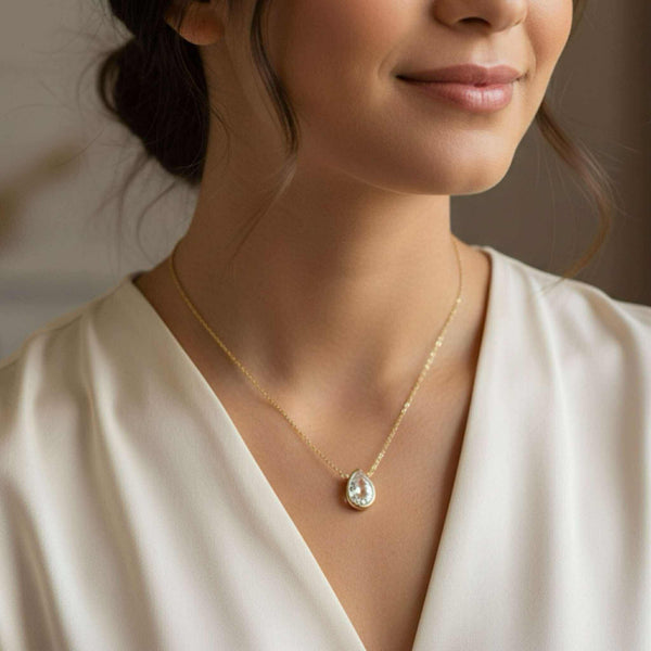 White Topaz Briolette Pendant Necklace