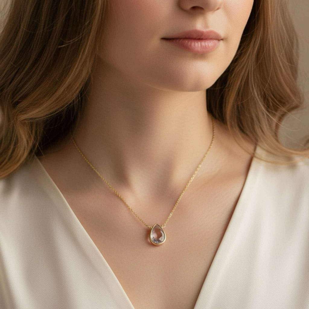 Lavender Quartz Briolette Pendant Necklace