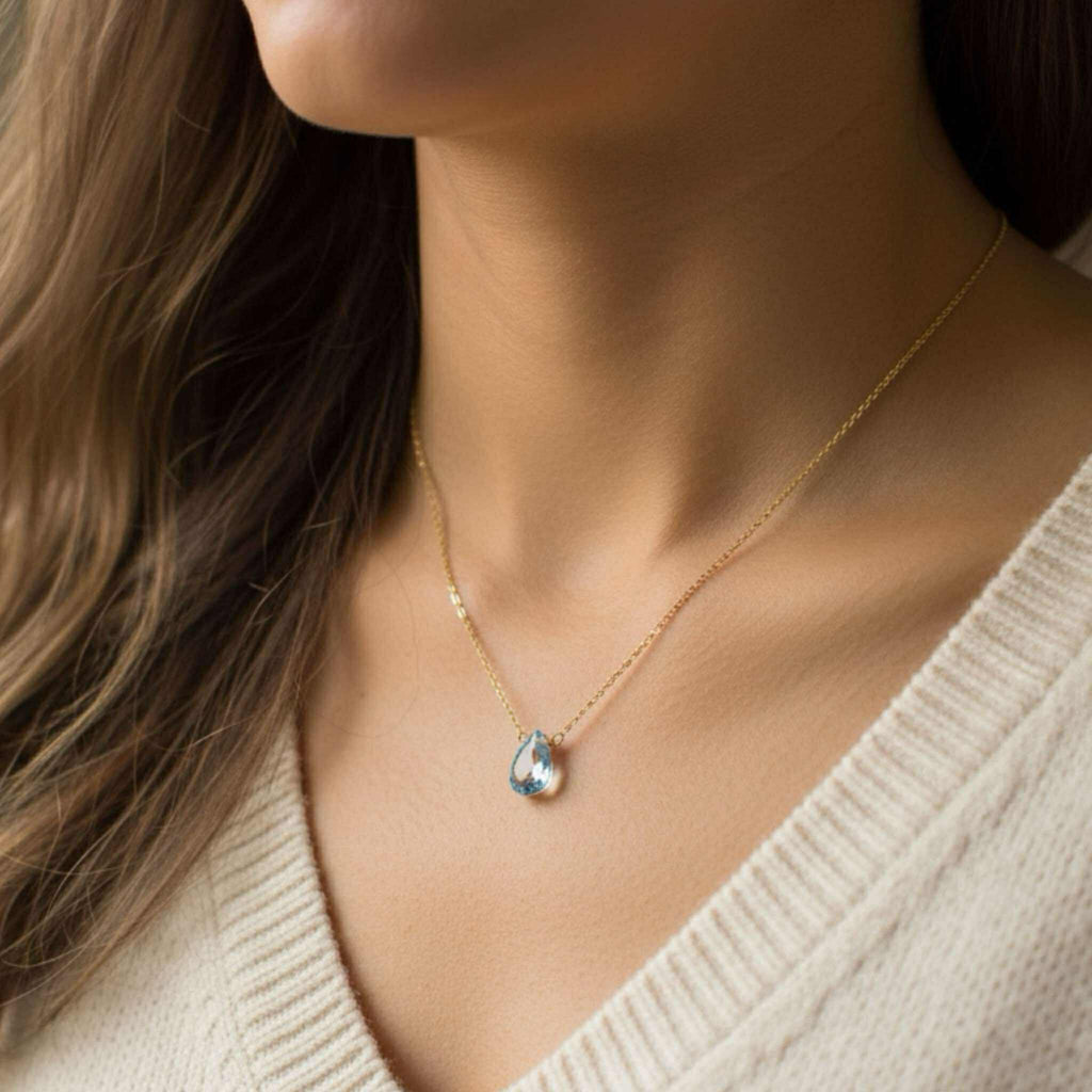 Blue Topaz Briolette Necklace