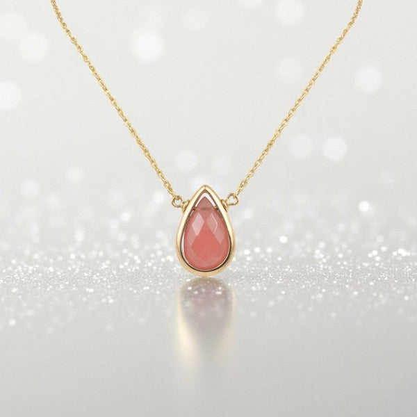 Rhodochrosite Pear Briolette Necklace