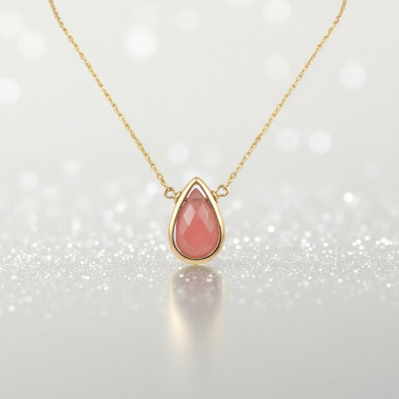 Rhodochrosite Pear Briolette Necklace