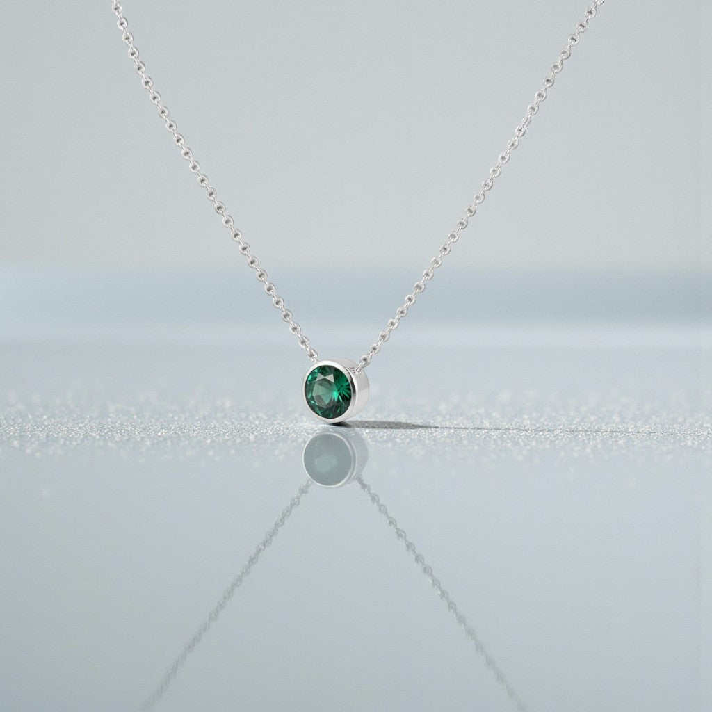 Emerald Birthstone Necklace for Women - May's Stone of Renewal - Minimalist Everyday Jewelry