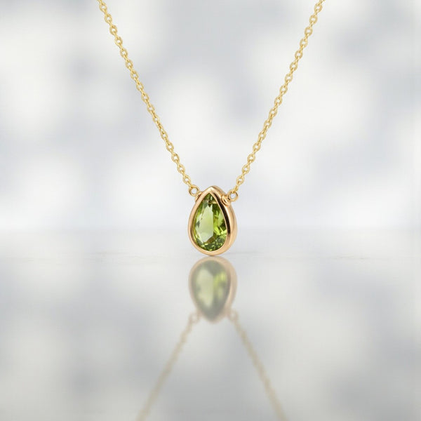 Peridot Pan Cut Briolette Pendant Necklace