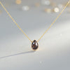 Smoky Quartz Briolette Pendant Necklace – Dainty Teardrop Crystal Jewelry | Minimalist Necklace for Women