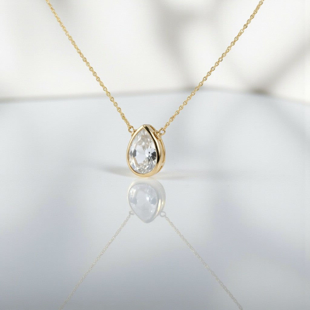 White Topaz Briolette Pendant Necklace