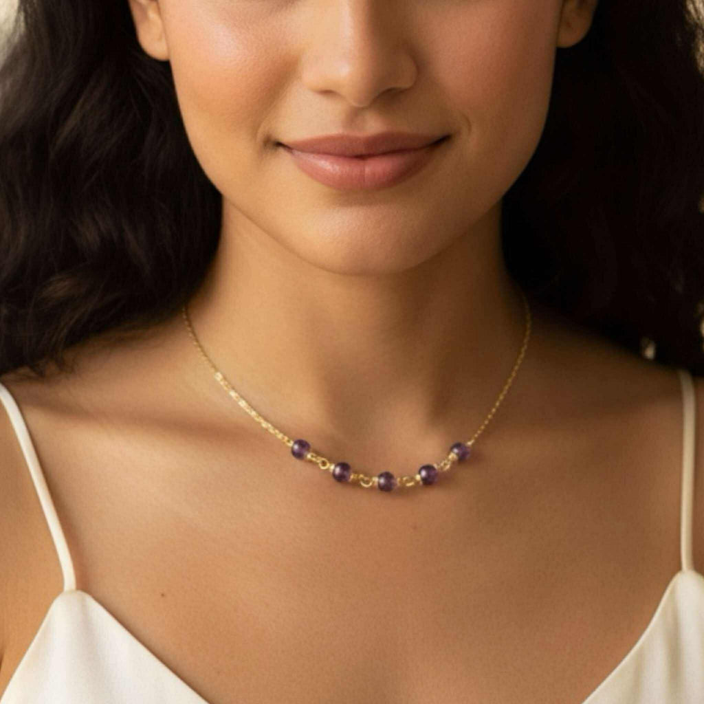 Beaded Purple Amethyst Necklace