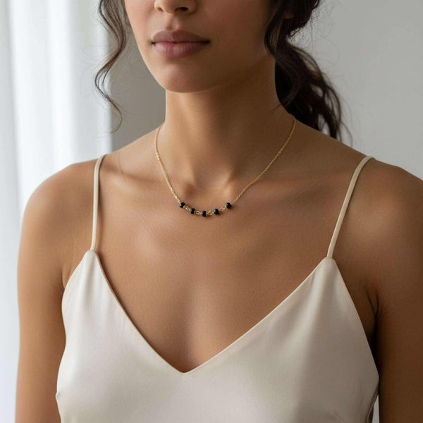 Beaded Black Spinel Necklace