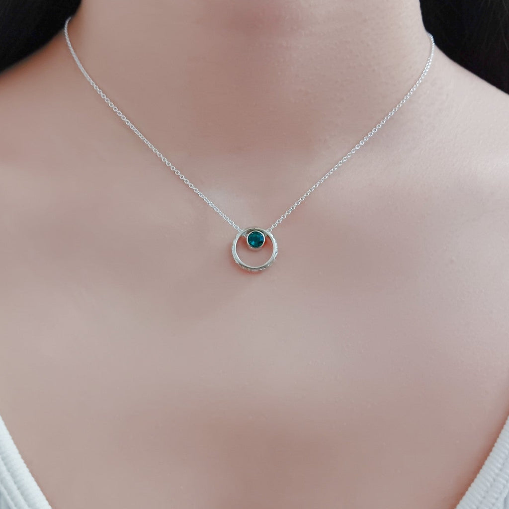 Vintage Inspired Emerald Hoop Pendant Necklace