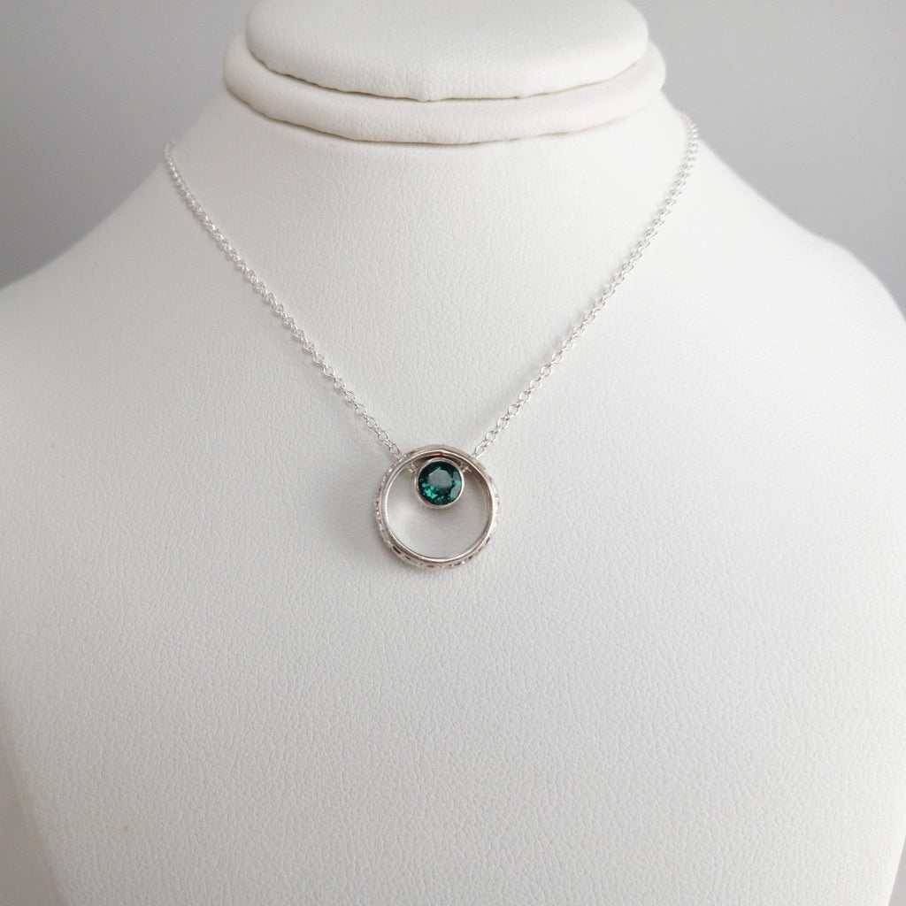 Vintage Inspired Emerald Hoop Pendant Necklace
