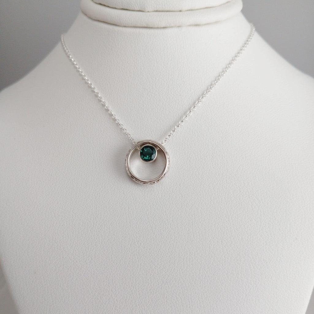 Vintage Inspired Emerald Hoop Pendant Necklace