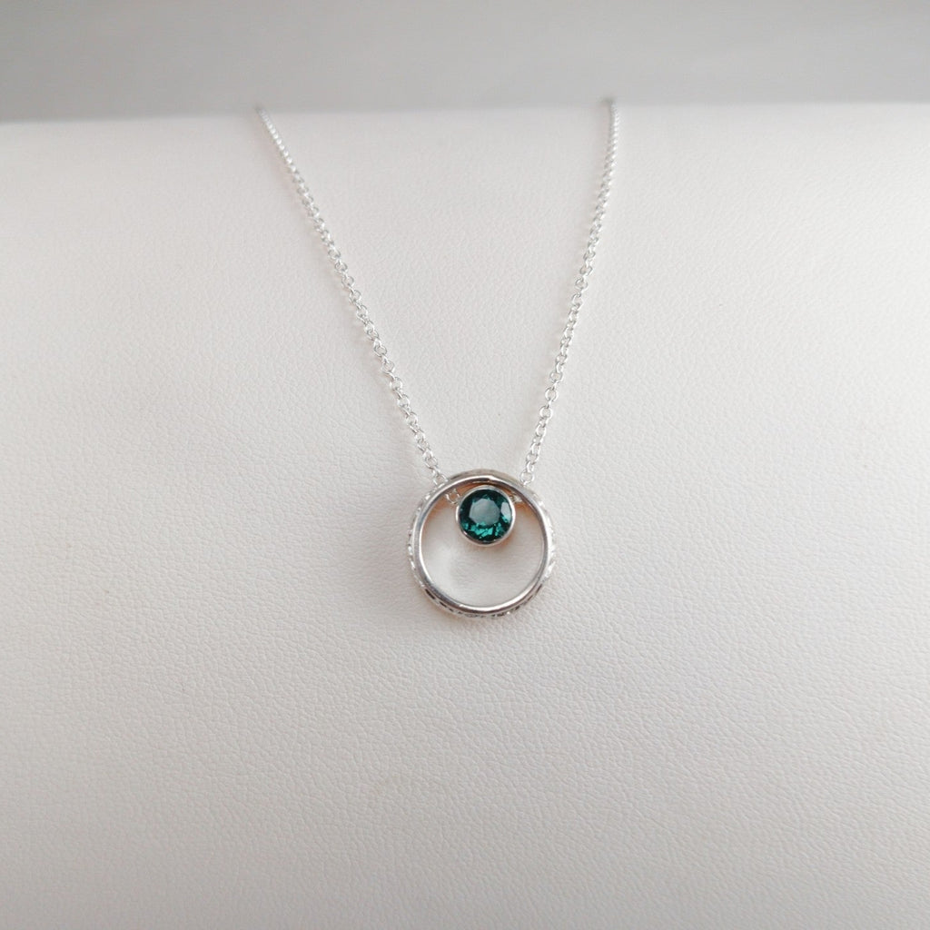 Vintage Inspired Emerald Hoop Pendant Necklace