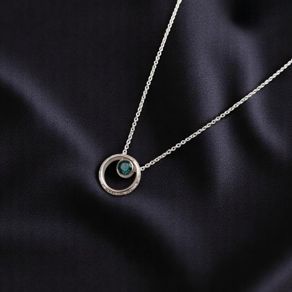 Vintage Inspired Emerald Hoop Pendant Necklace