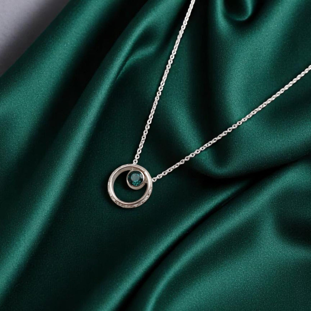 Vintage Inspired Emerald Hoop Pendant Necklace