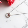 Boho Garnet Necklace – Vintage-Inspired Sterling Silver Hoop with Birthstone – Minimalist Layered Healing Jewelry
