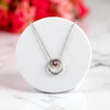 Boho Garnet Necklace – Vintage-Inspired Sterling Silver Hoop with Birthstone – Minimalist Layered Healing Jewelry