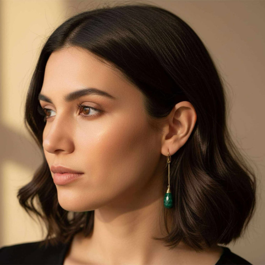 Malachite Long Dangle Earrings