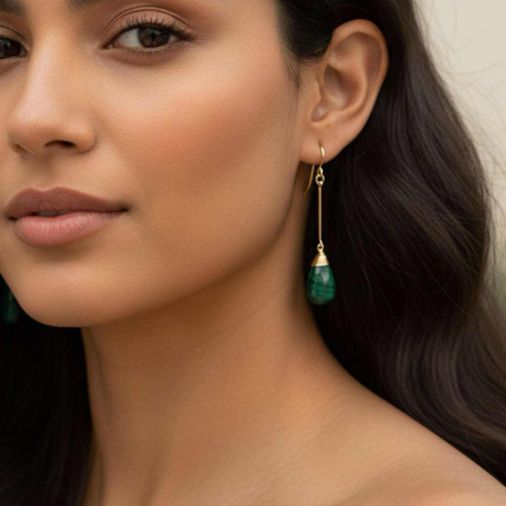 Malachite Long Dangle Earrings