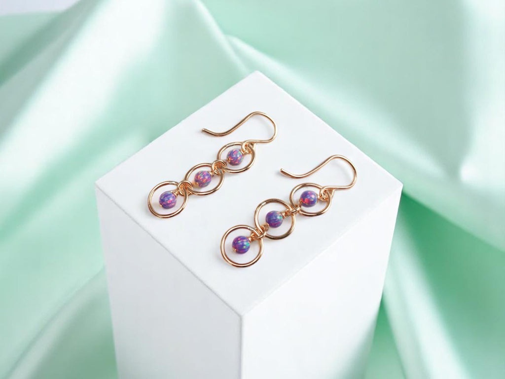 Elevate your look with these stunning boho purple opal dangle hoops—lightweight, elegant, and perfect for gifting!