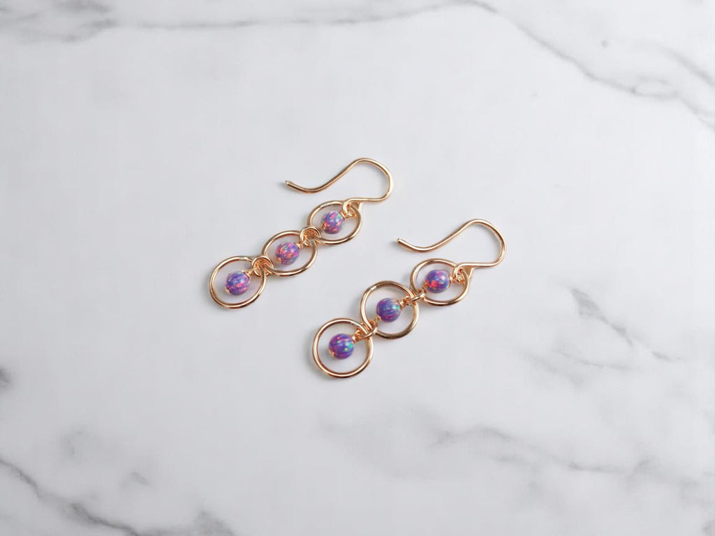Elevate your look with these stunning boho purple opal dangle hoops—lightweight, elegant, and perfect for gifting!