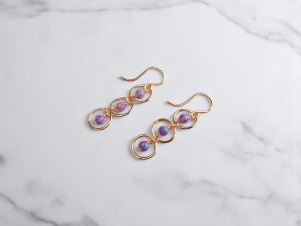 Elevate your look with these stunning boho purple opal dangle hoops—lightweight, elegant, and perfect for gifting!