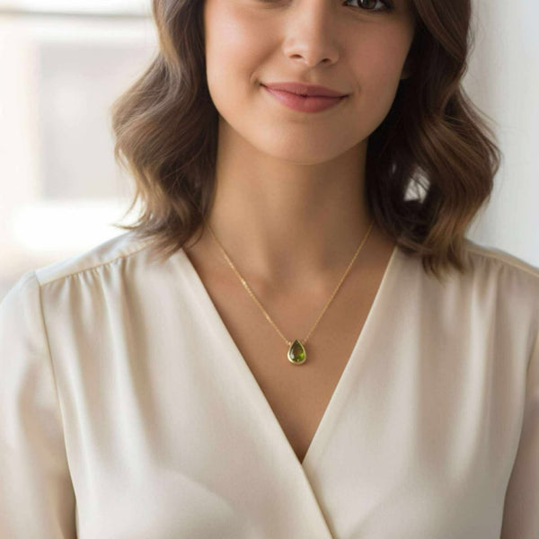 Peridot Pan Cut Briolette Pendant Necklace