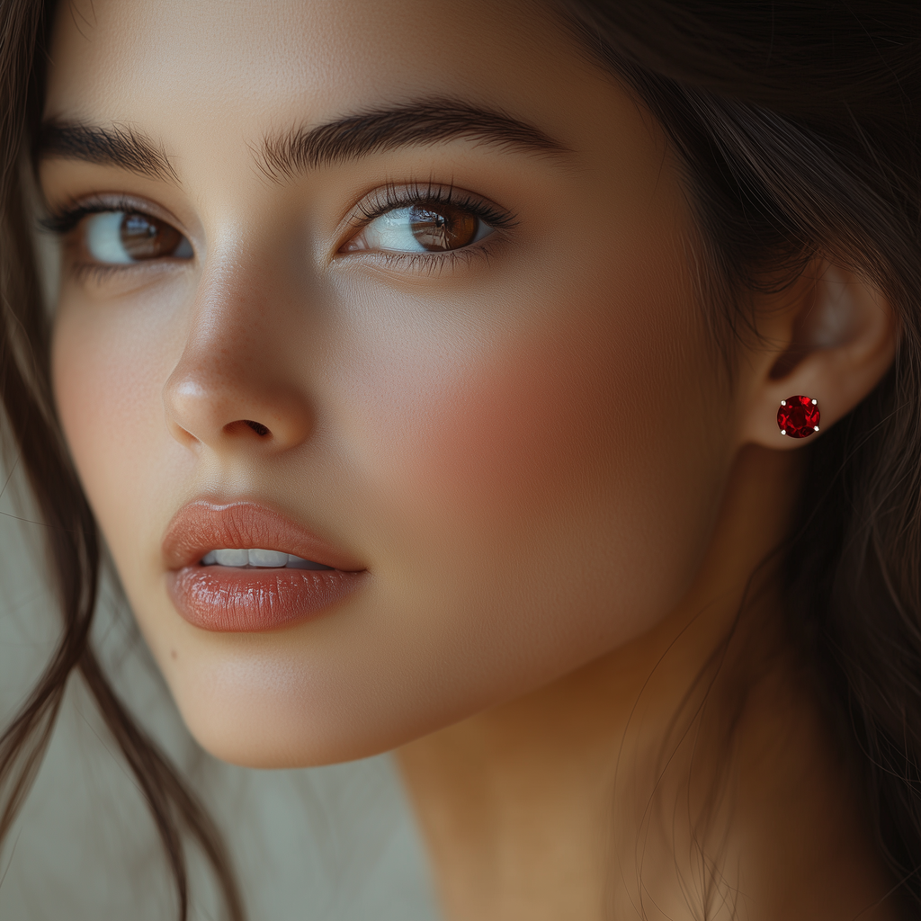 Genuine garnet stud earrings in 950 Argentine Silver – January birthstone jewelry