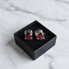 Genuine garnet stud earrings in 950 Argentine Silver – January birthstone jewelry