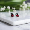 Genuine garnet stud earrings in 950 Argentine Silver – January birthstone jewelry