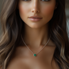 Delicate emerald birthstone pendant on 16-inch silver chain - May's stone of renewal