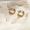 White Moonstone Huggie Hoops – Everyday Elegance – Minimalist Jewelry