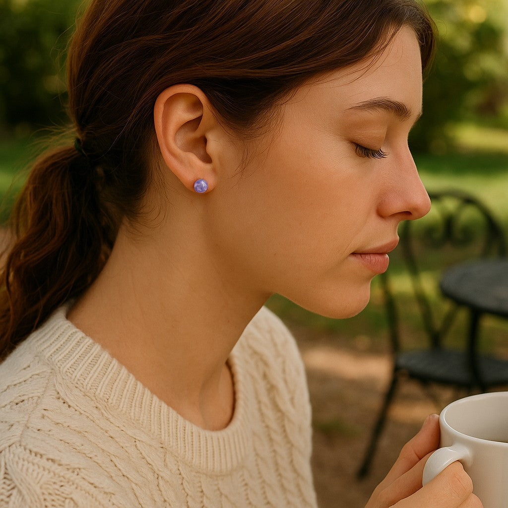 Dainty Purple Opal Studs – Gold Filled & Sterling Silver Birthstone Earrings