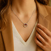 Boho Garnet Necklace – Vintage-Inspired Sterling Silver Hoop with Birthstone – Minimalist Layered Healing Jewelry