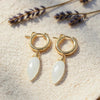 White Moonstone Huggie Hoops – Everyday Elegance – Minimalist Jewelry