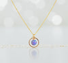 Minimalist Opal Hoop Necklace – Purple Fire Opal Birthstone – Dainty Everyday Jewelry – Anniversary or Birthday Gift