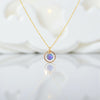 Minimalist Opal Hoop Necklace – Purple Fire Opal Birthstone – Dainty Everyday Jewelry – Anniversary or Birthday Gift