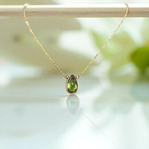 Peridot Pear Briolette Pendant Necklace