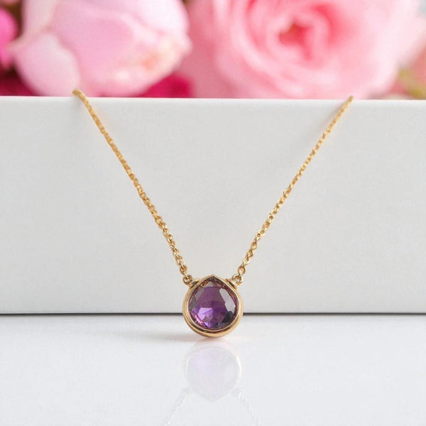 Amethyst Heart Briolette Pendant Necklace