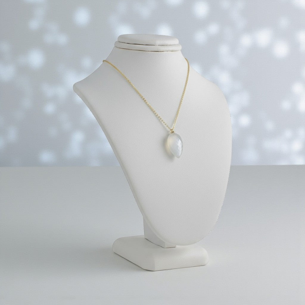 White Moonstone Briolette Pendant Necklace